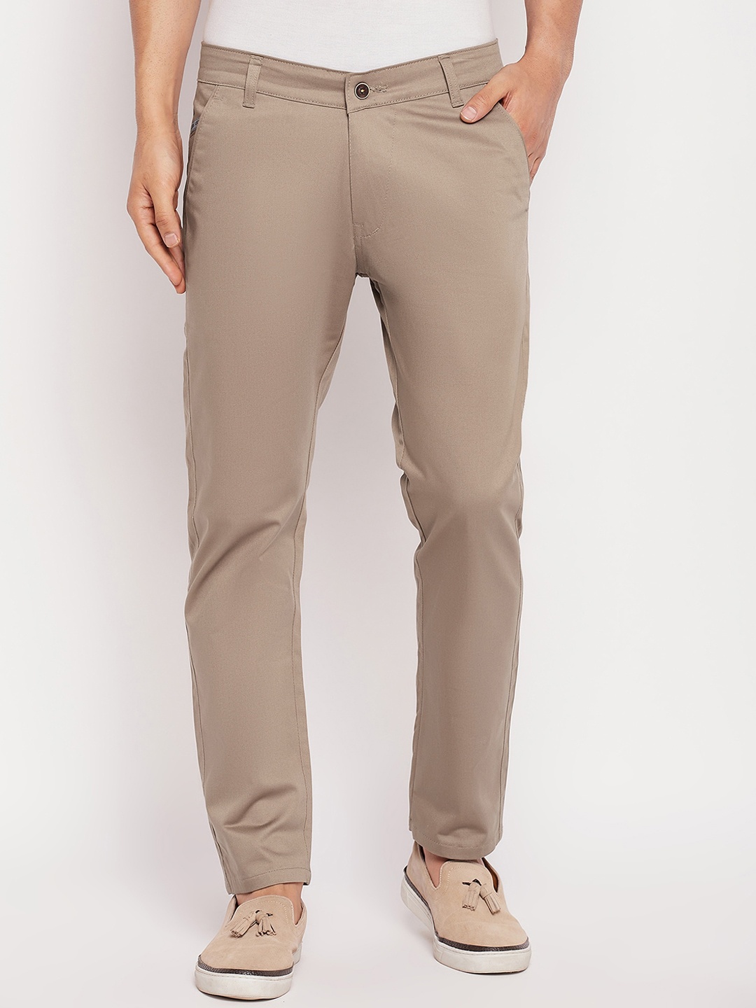 

FirstKrush Men Mid-Rise Casual Cotton Trousers, Beige