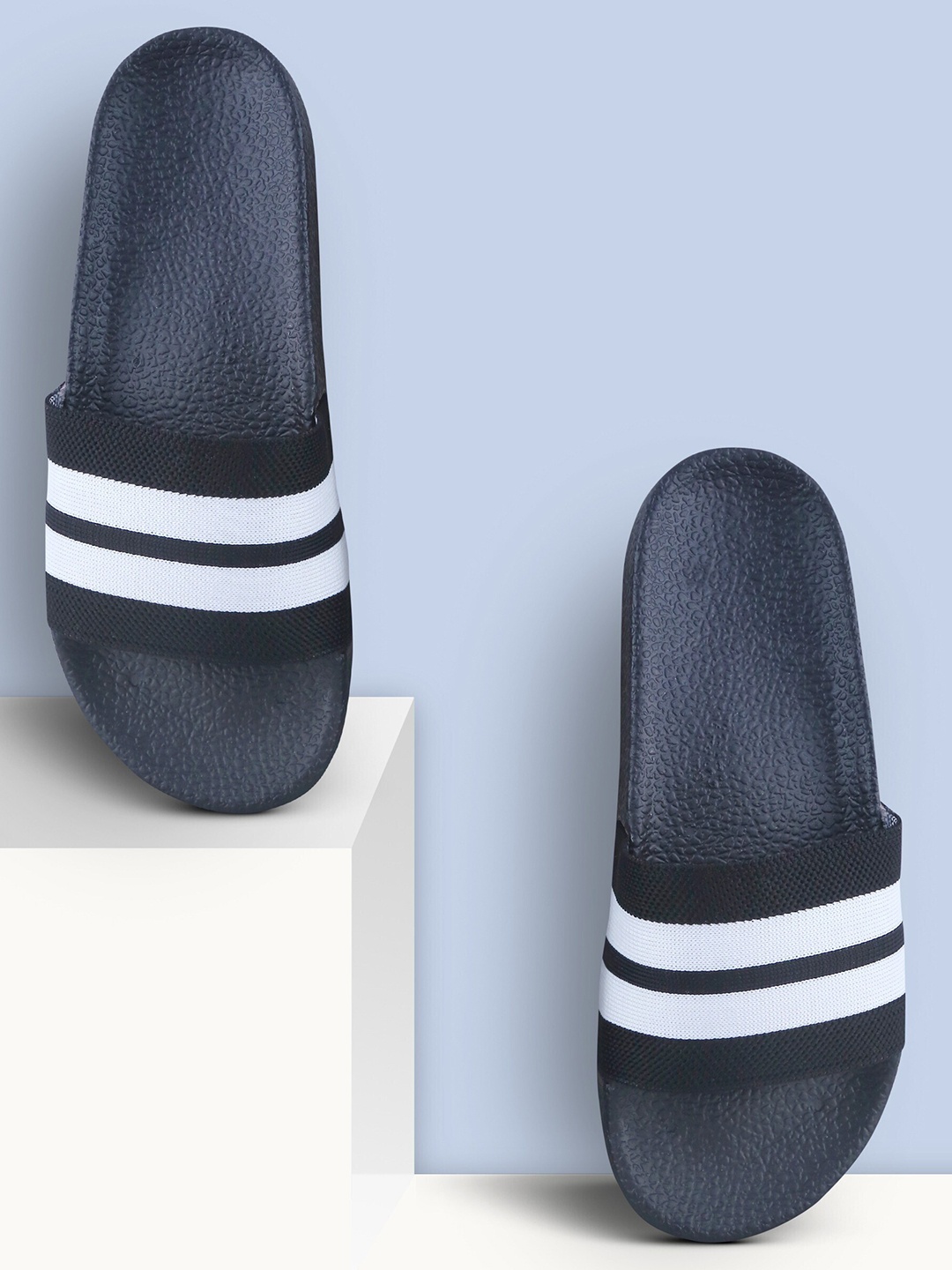 

Colo Women Striped Sliders, Black