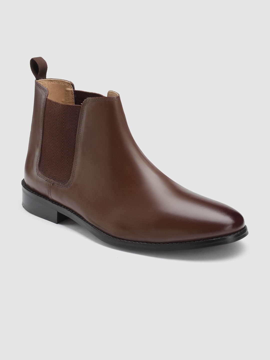 

HATS OFF ACCESSORIES Men Mid Top Leather Chelsea Boots, Brown