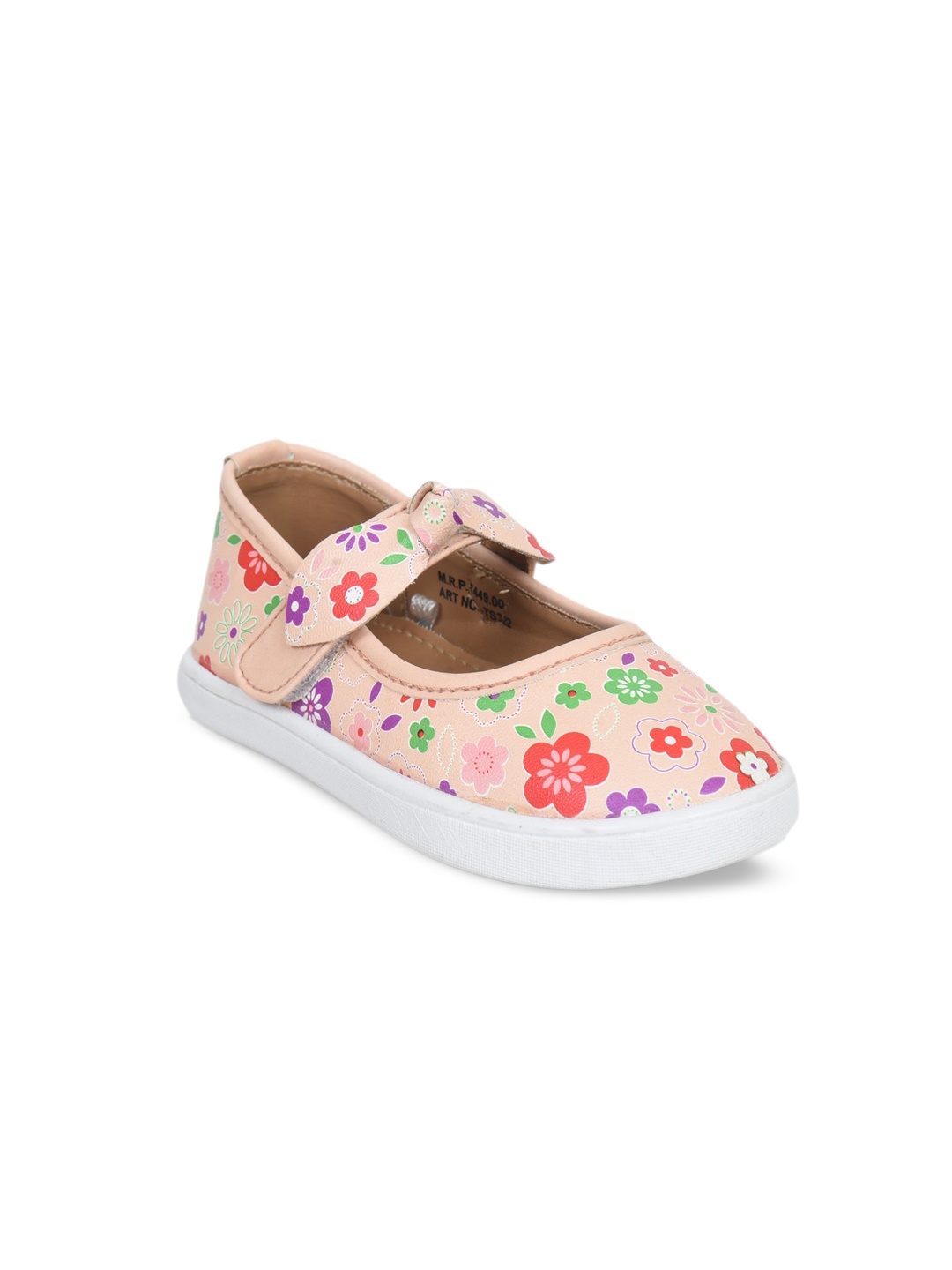 

Ajanta Girls Printed Ballerinas With Bows, Peach