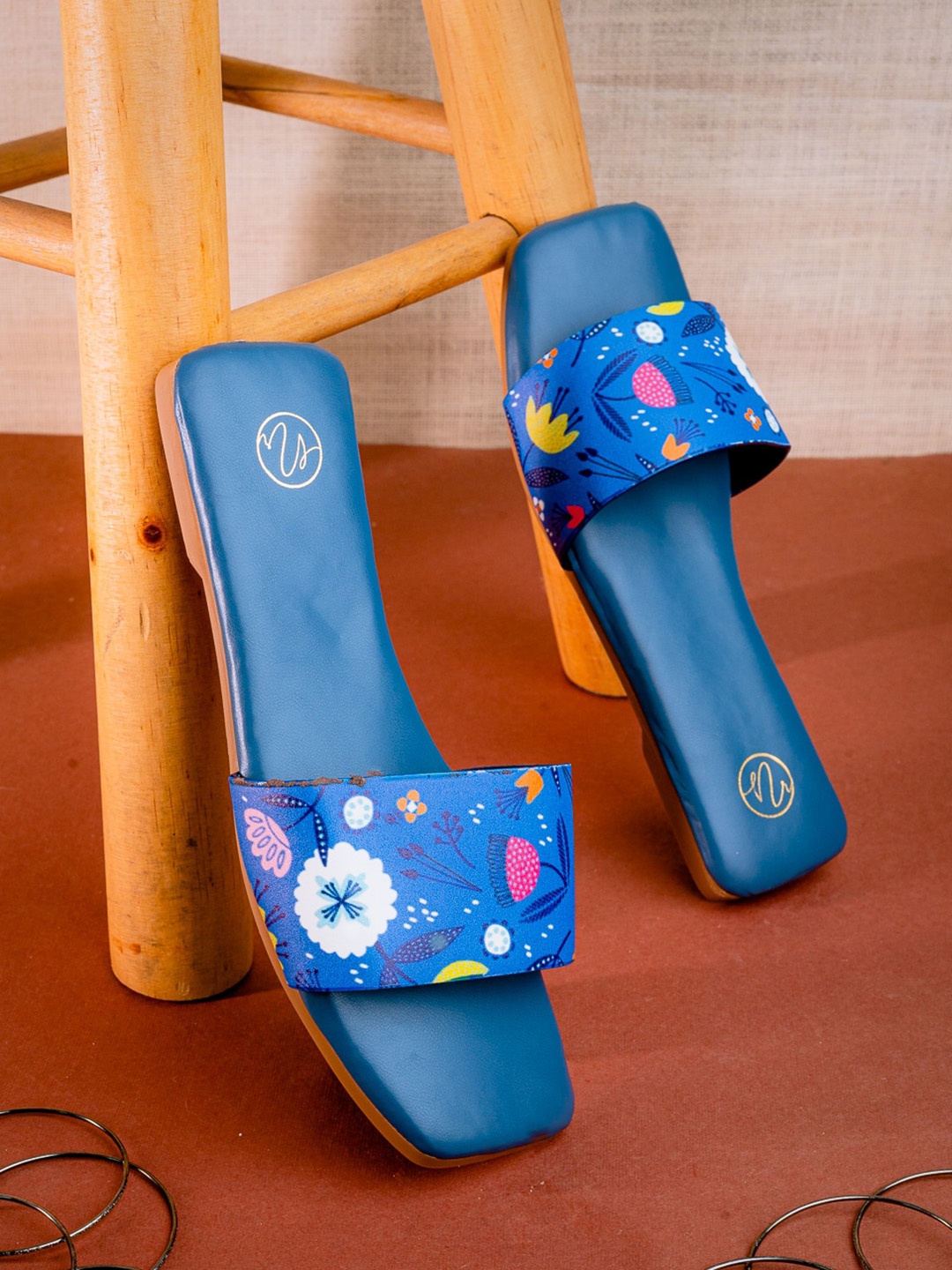 

NR By Nidhi Rathi Women Printed Open Toe Flats, Blue