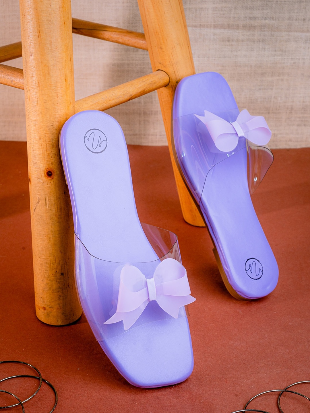 

NR By Nidhi Rathi Bow Embellished Open Toe Flats, Lavender