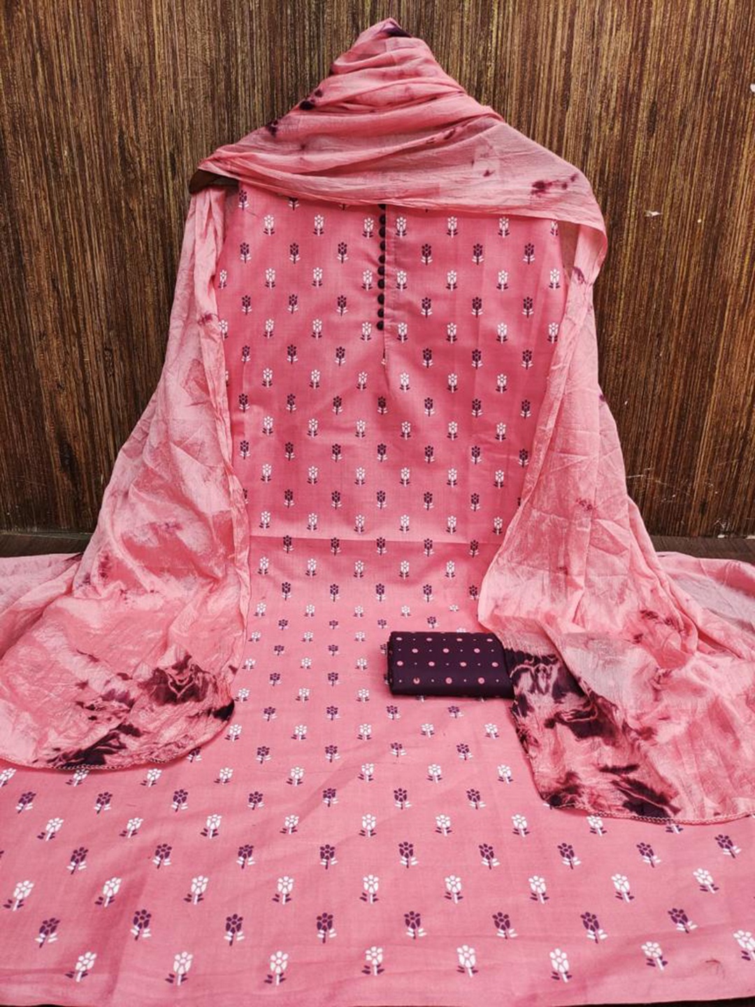 

MORLY Ethnic Motif Printed Unstitched Dress Material, Pink