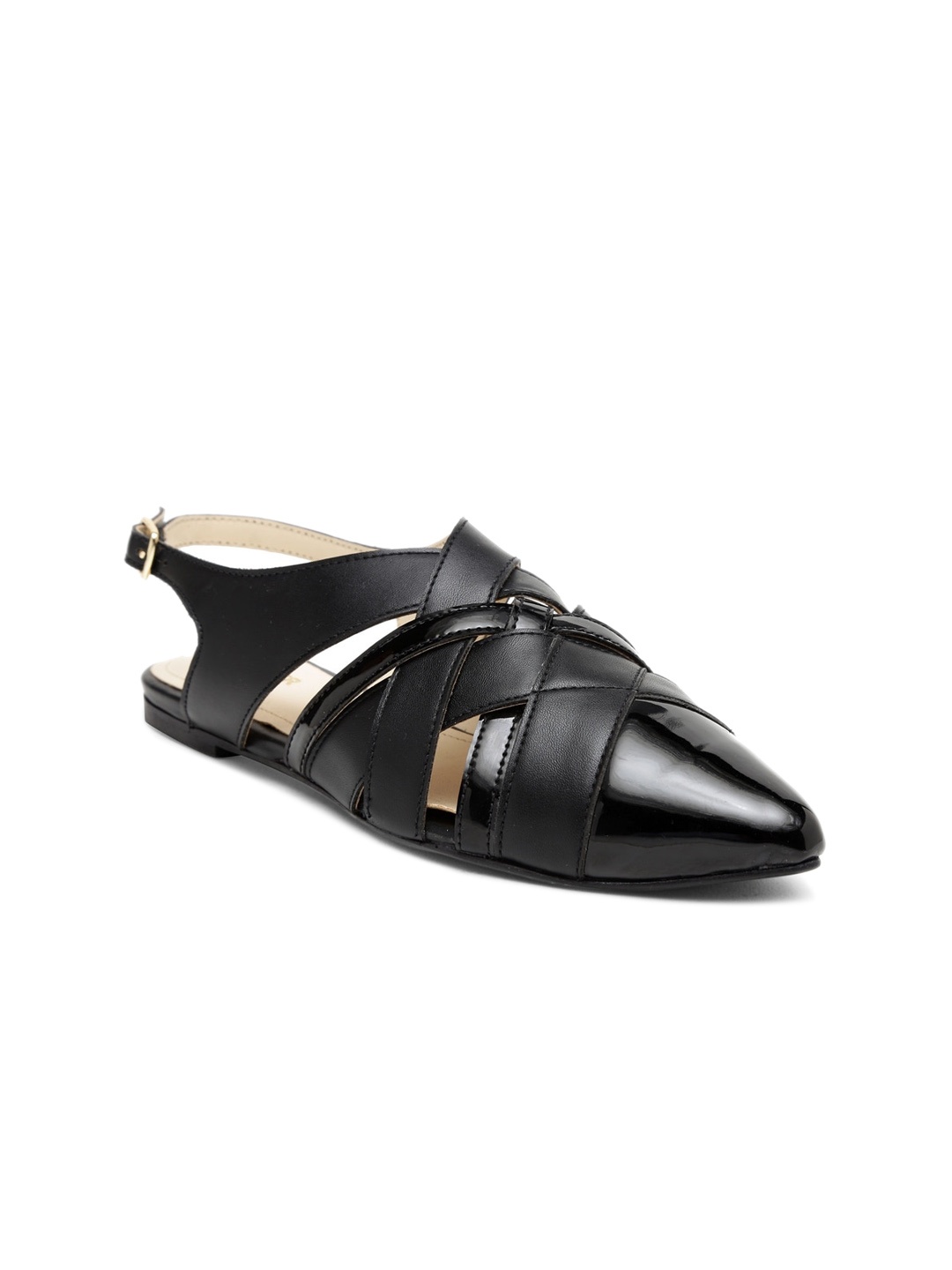 

BEAVER Pointed Toe Mules With Buckles, Black