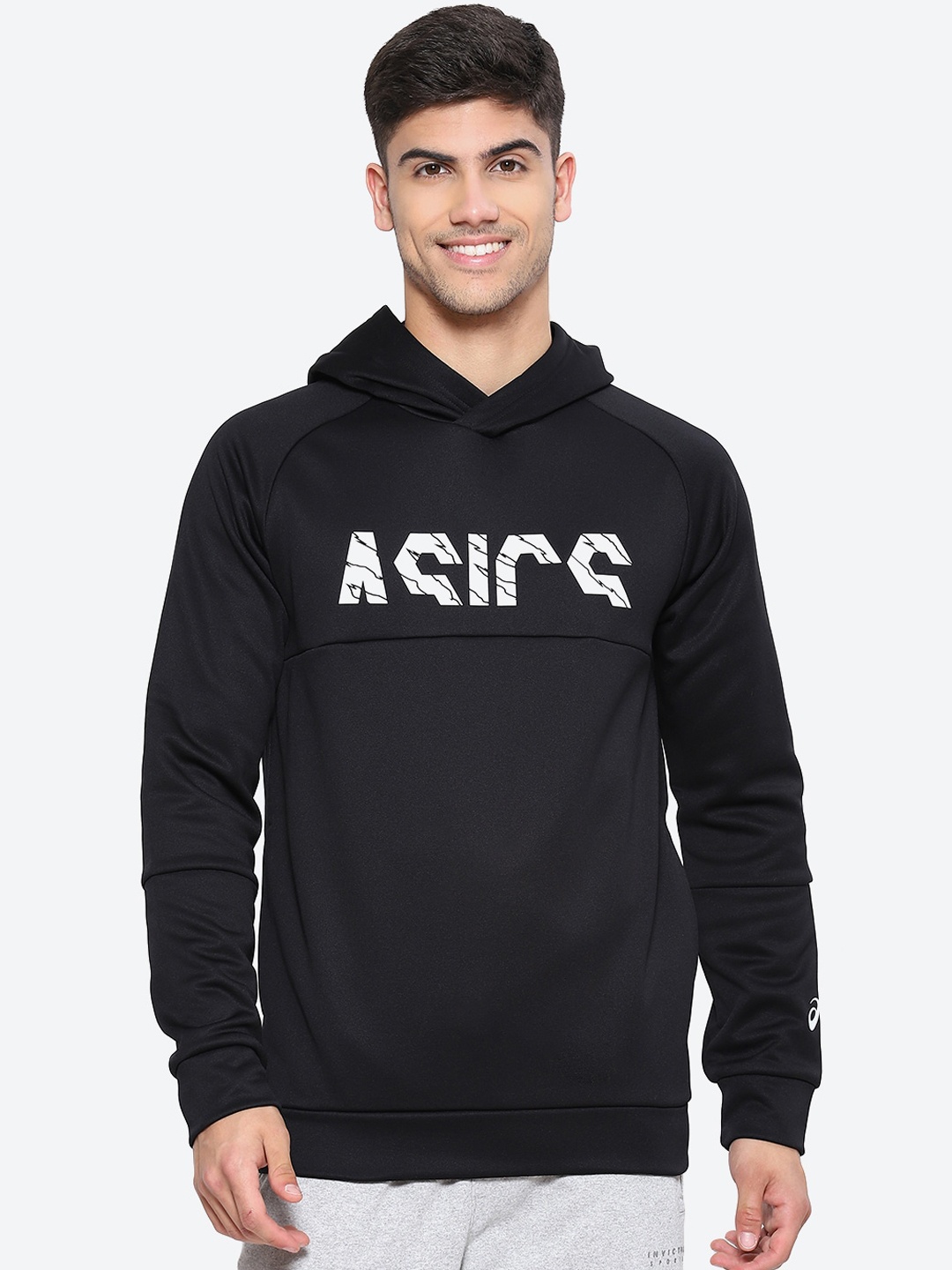 

ASICS CA Men Logo-Printed Fleece Hoodie Sporty Jacket, Black