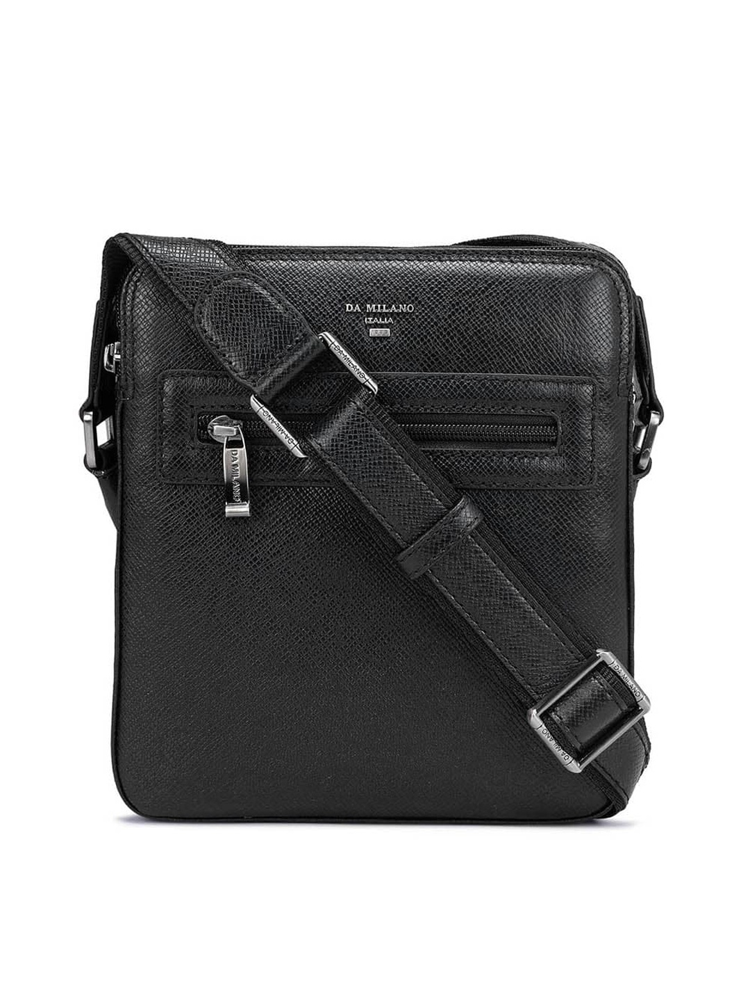 

Da Milano Textured Leather Structured Sling Bag, Black