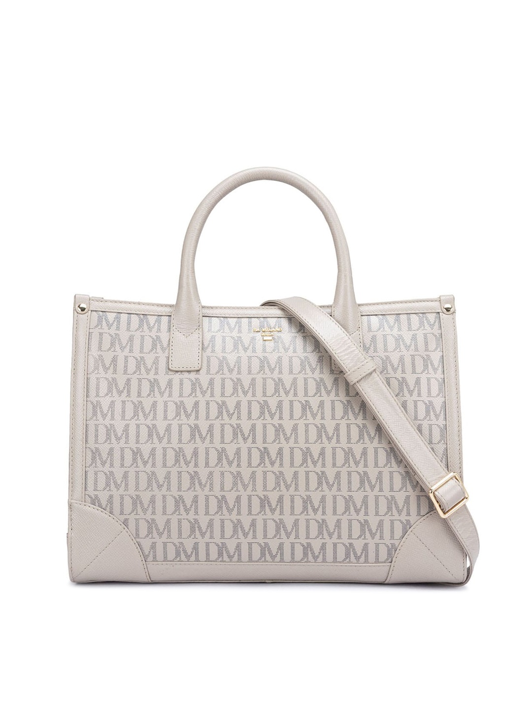 

Da Milano Printed Leather Oversized Structured Satchel, Cream