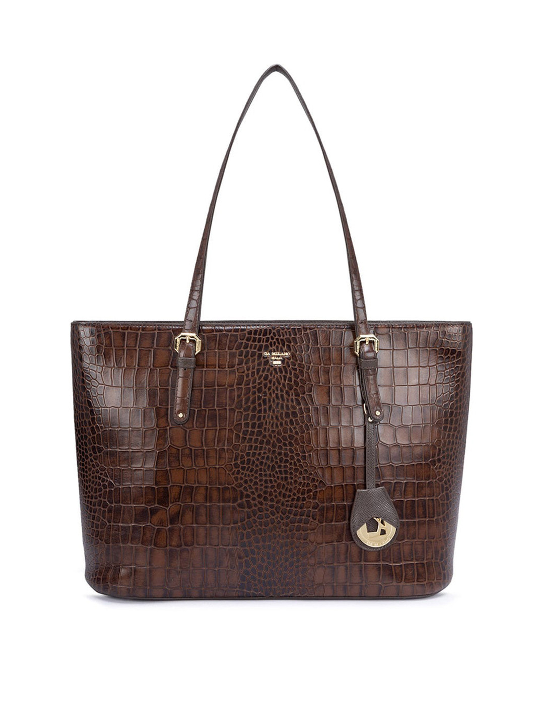 

Da Milano Textured Leather Structured Shoulder Bag With Tasselled, Brown