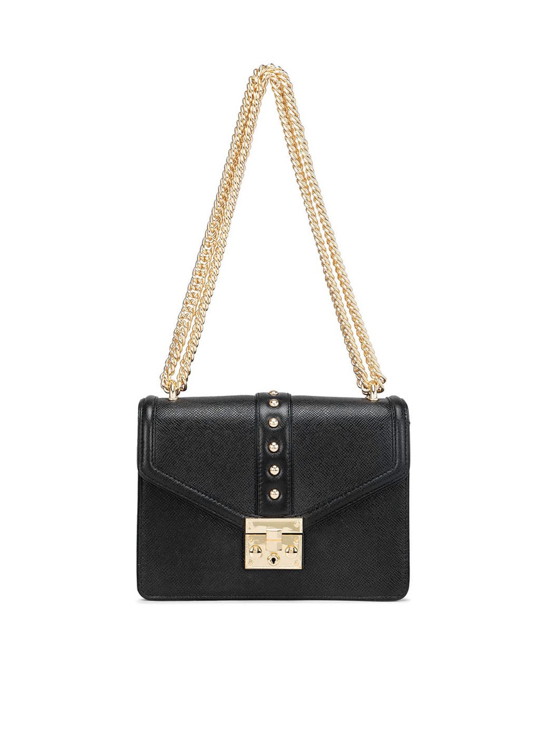 

Da Milano Leather Structured Sling Bag, Black