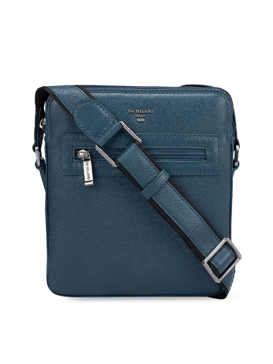 

Da Milano Textured Leather Structured Sling Bag, Blue