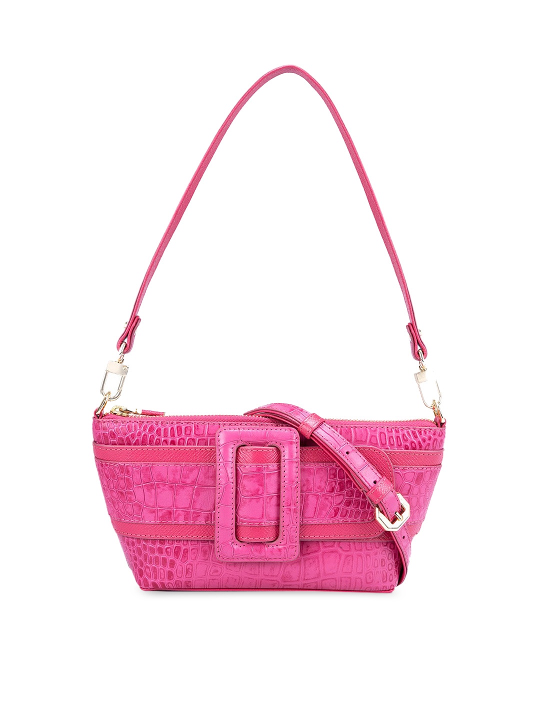 

Da Milano Textured Leather Structured Shoulder Bag, Pink