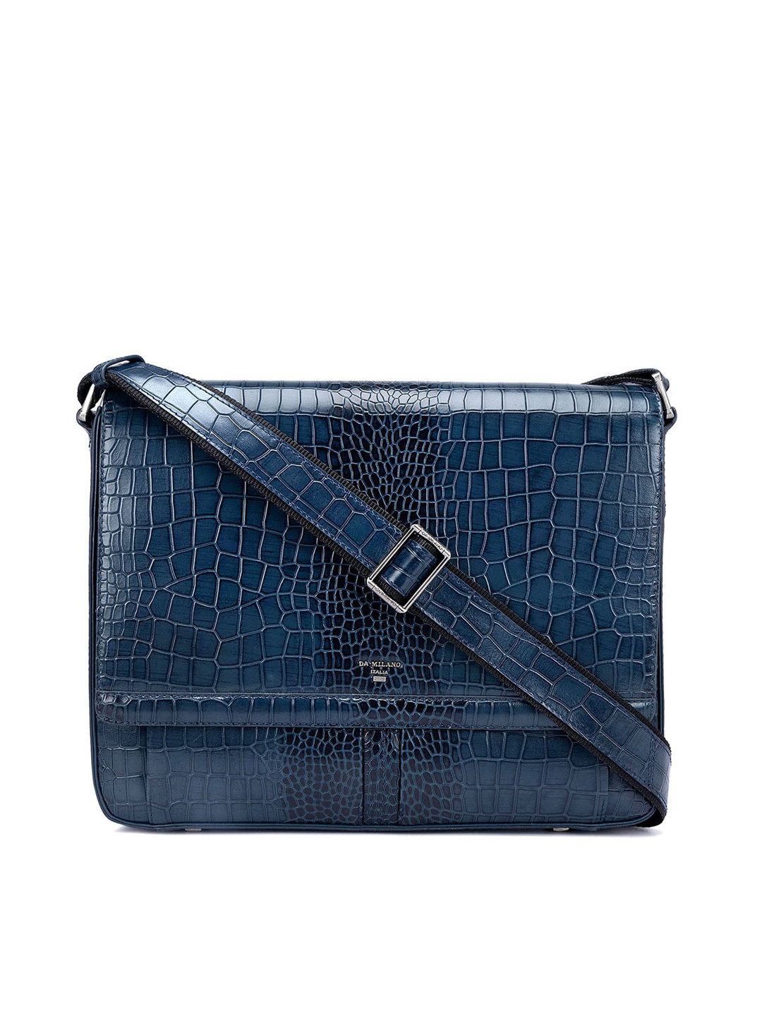 

Da Milano Men Leather Messenger Bag, Blue