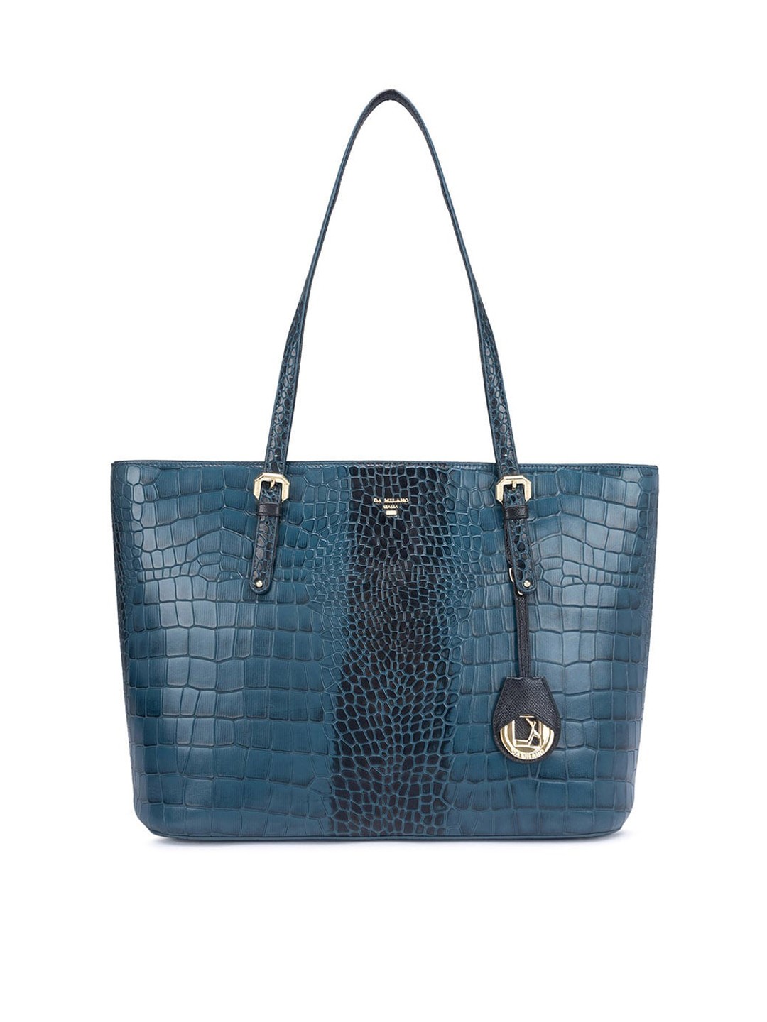 

Da Milano Textured Leather Structured Shoulder Bag With Tasselled, Blue