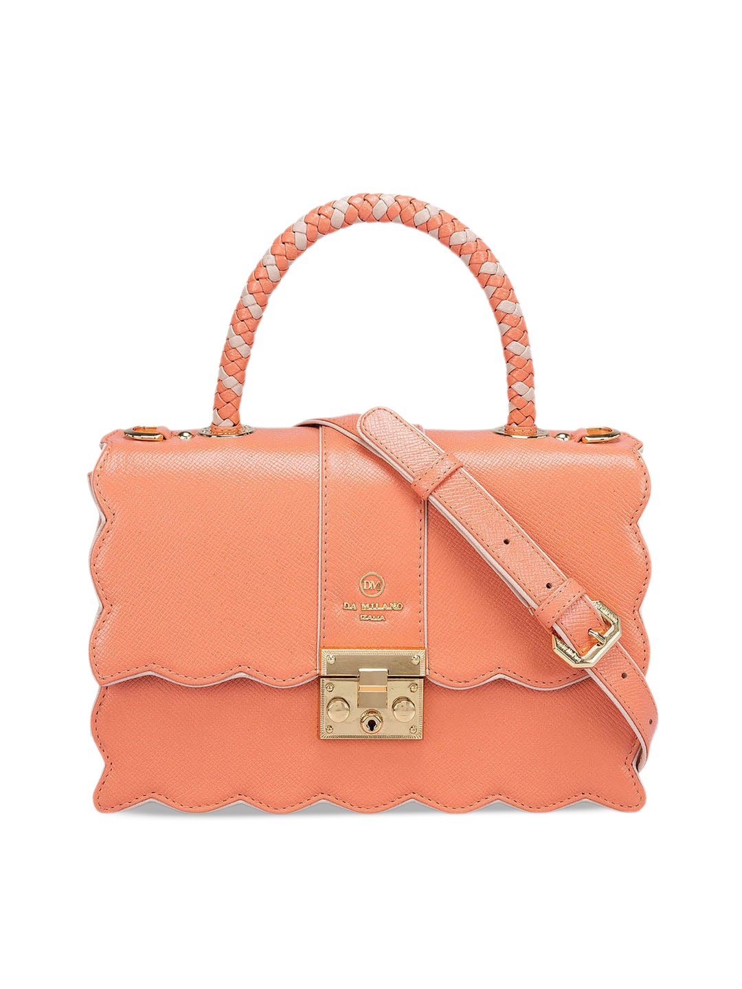 

Da Milano Leather Structured Satchel, Pink