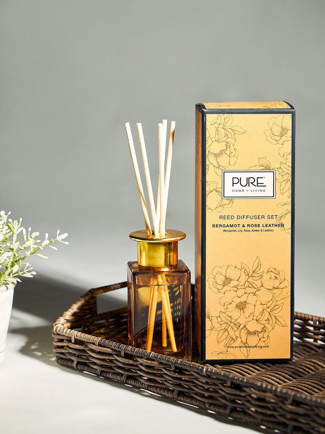 

Pure Home and Living Yellow Leather Bergamot and Rose Reed Diffuser