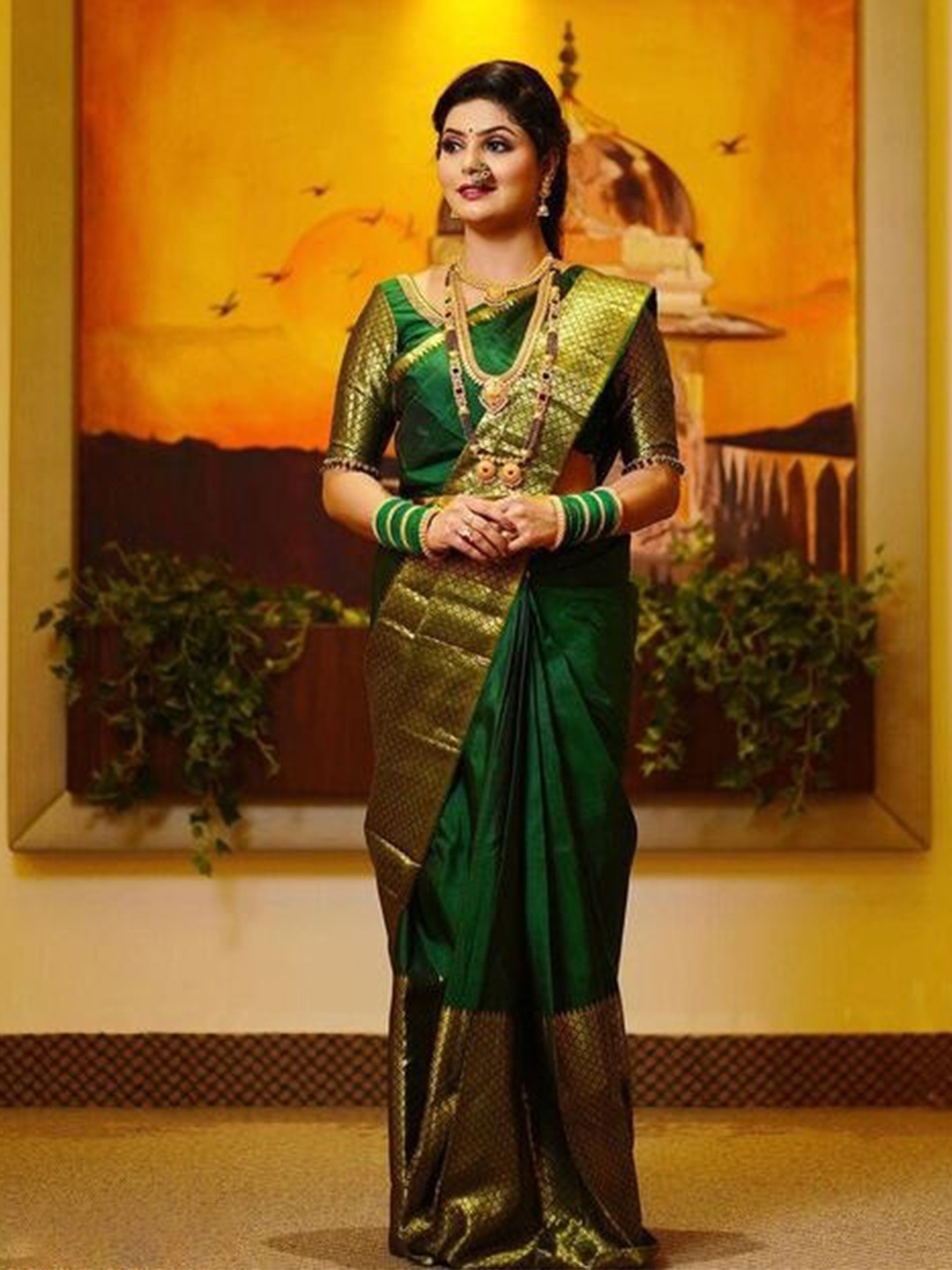 

KALINI Zari Kanjeevaram Saree, Green