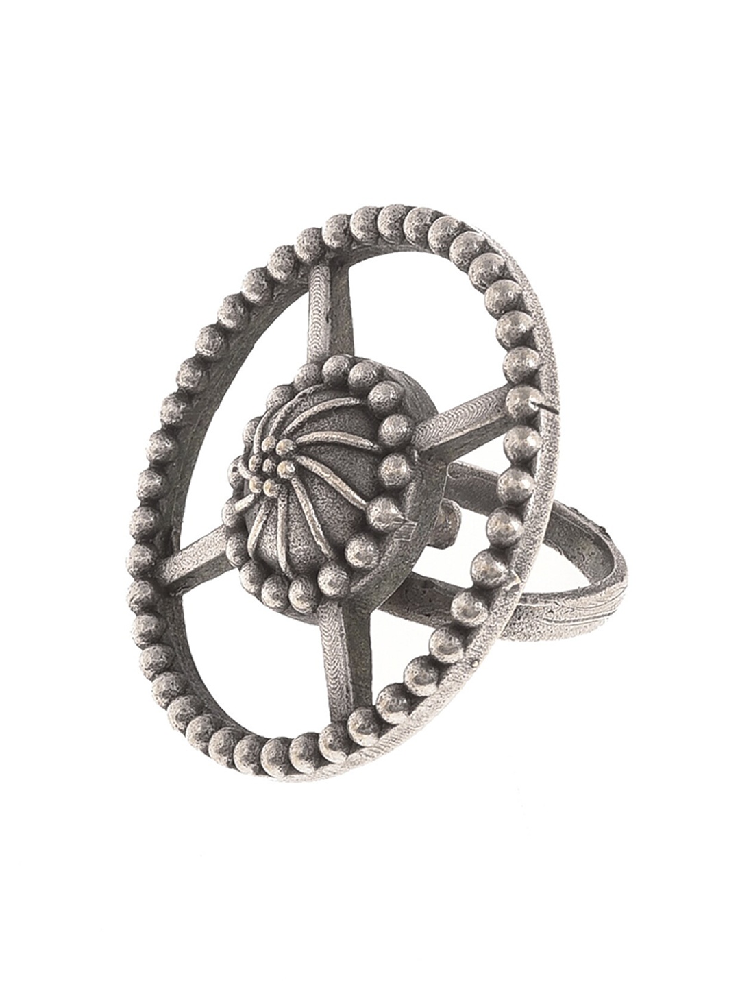 

Infuzze Silver-Plated Oxidized Adjustable Finger Ring