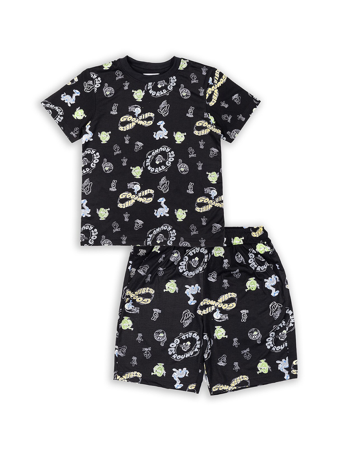 

Growing Tree Kids Printed T-shirt With Shorts, Black