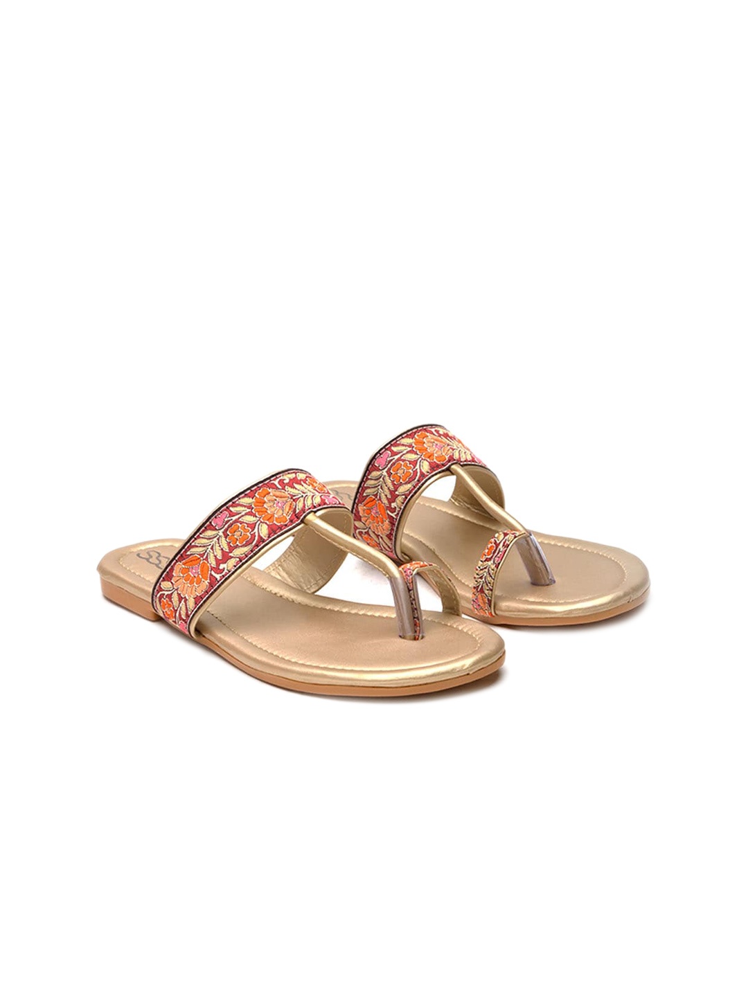 

Street Style Store Embroidered One Toe Flats, Gold