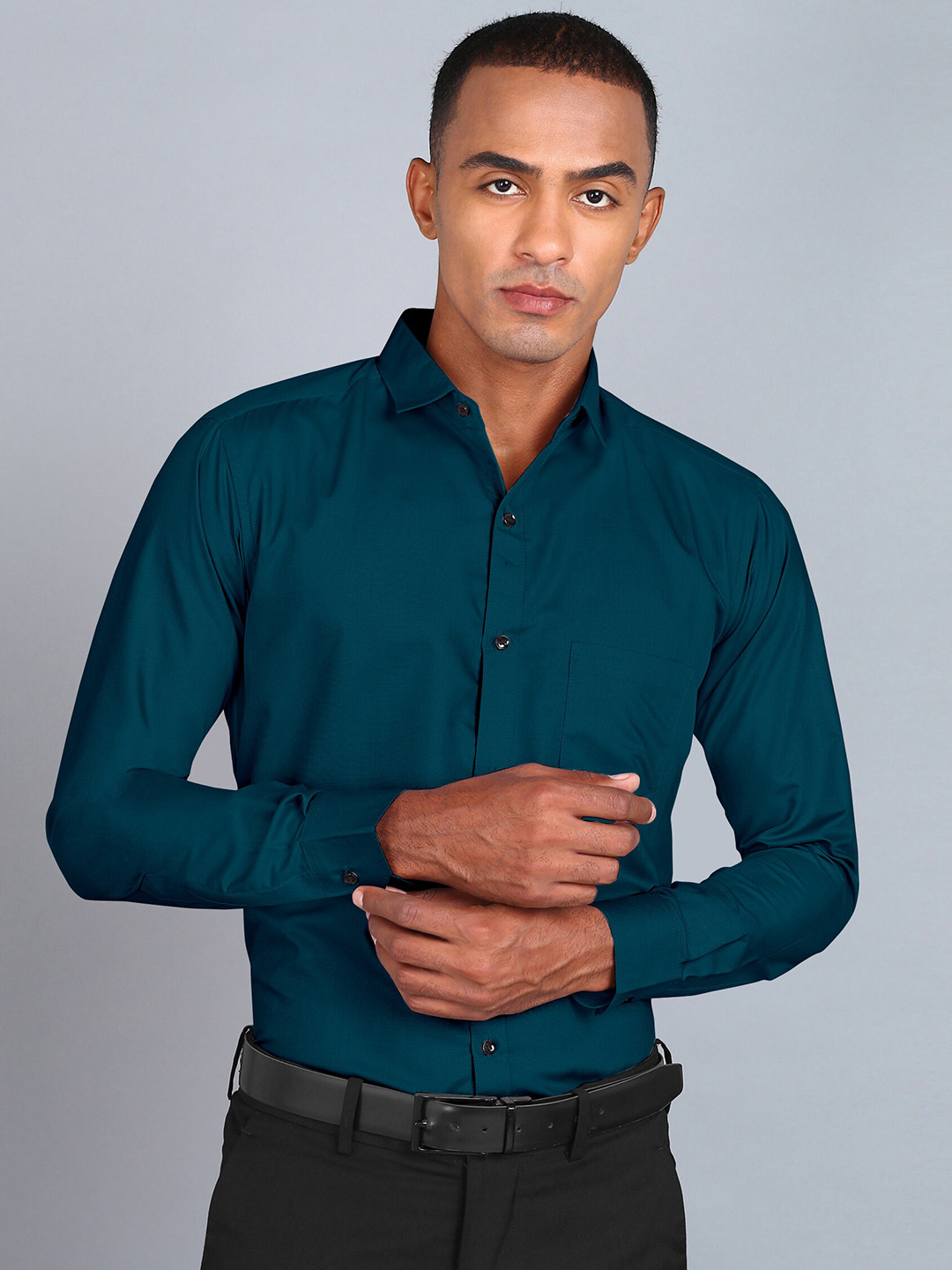 

Fibermill Smart Slim Fit Cotton Formal Shirt, Teal