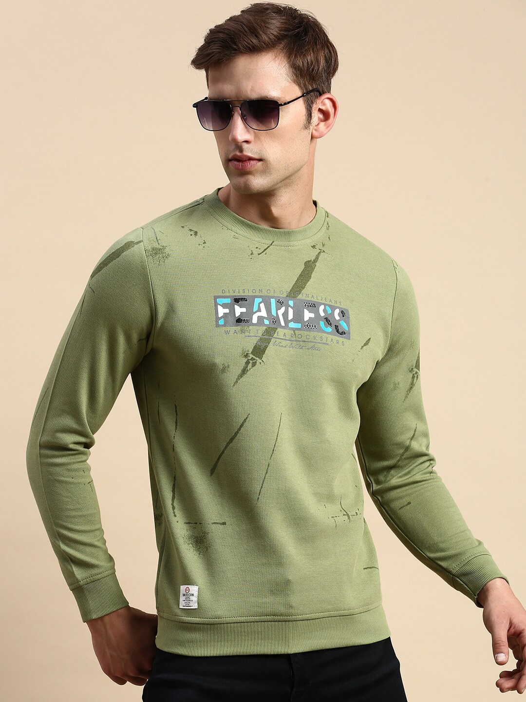 

SHOWOFF Typography Printed Cotton Sweatshirt, Green