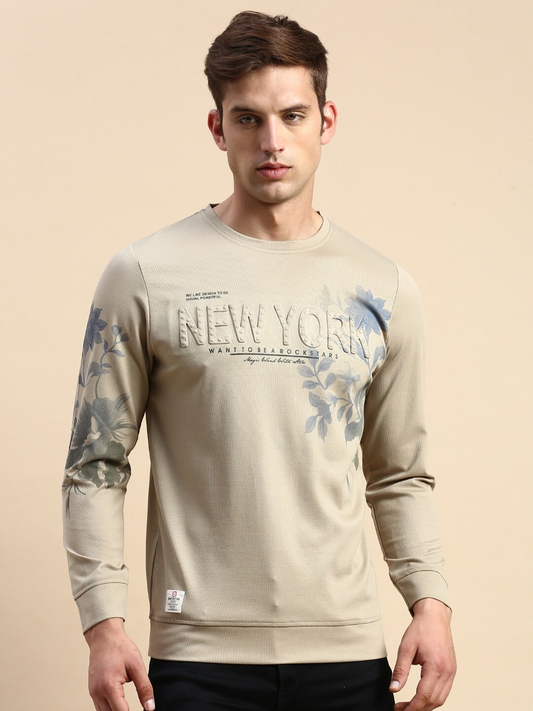 

SHOWOFF Typography Printed Sweatshirt, Beige
