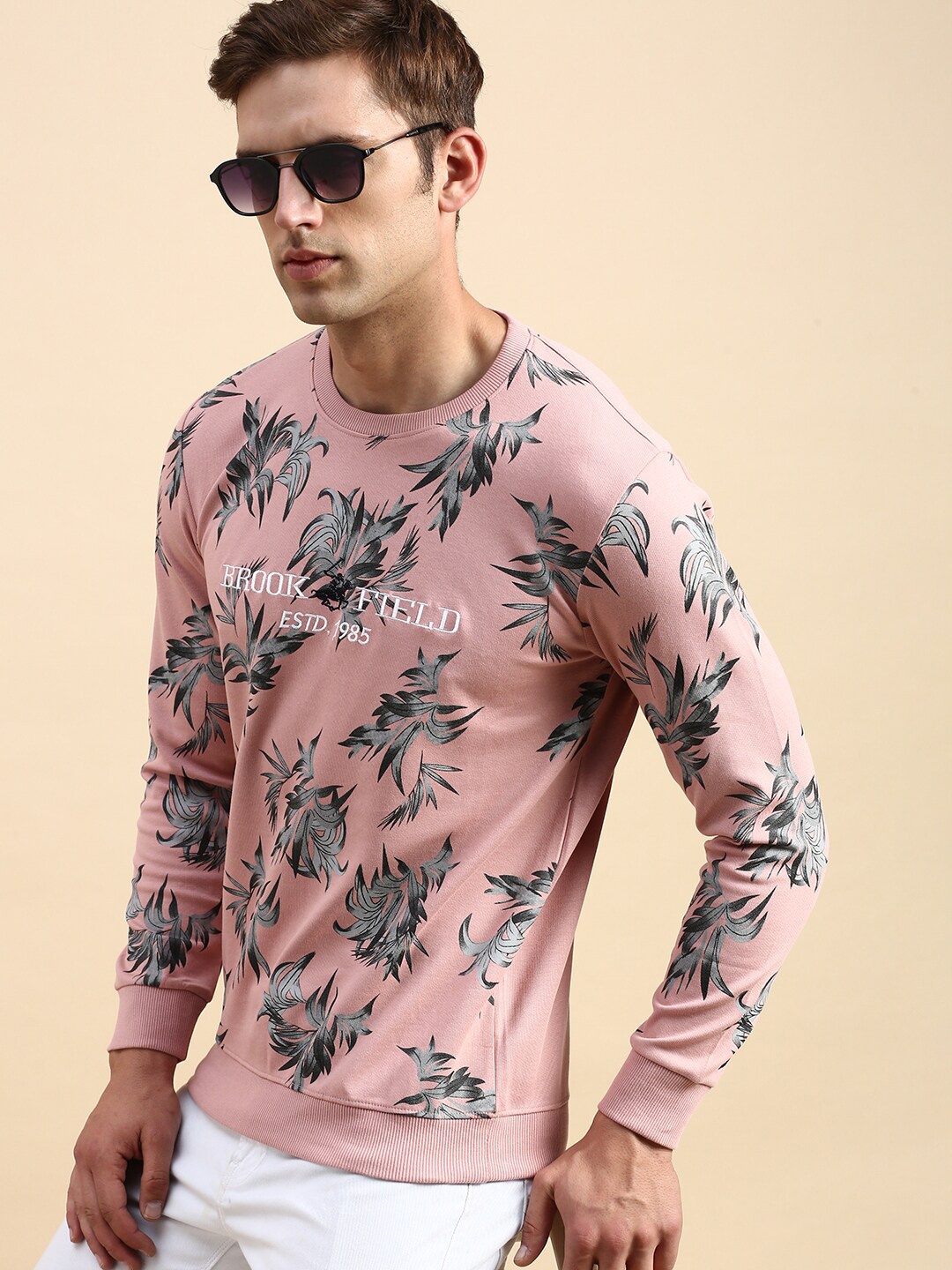 

SHOWOFF Floral Printed Cotton Sweatshirt, Pink