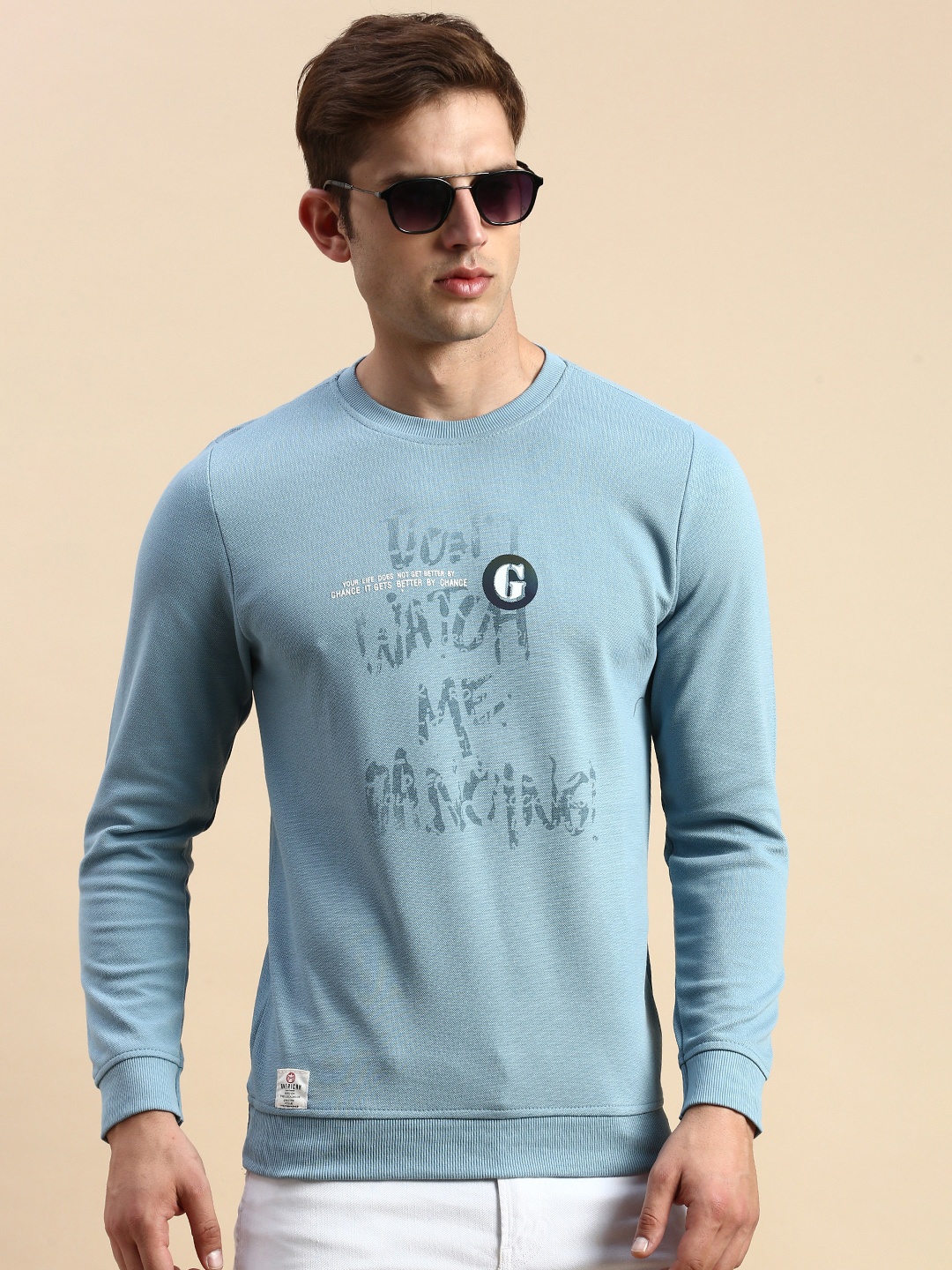 

SHOWOFF Typography Printed Pullover Sweatshirt, Blue