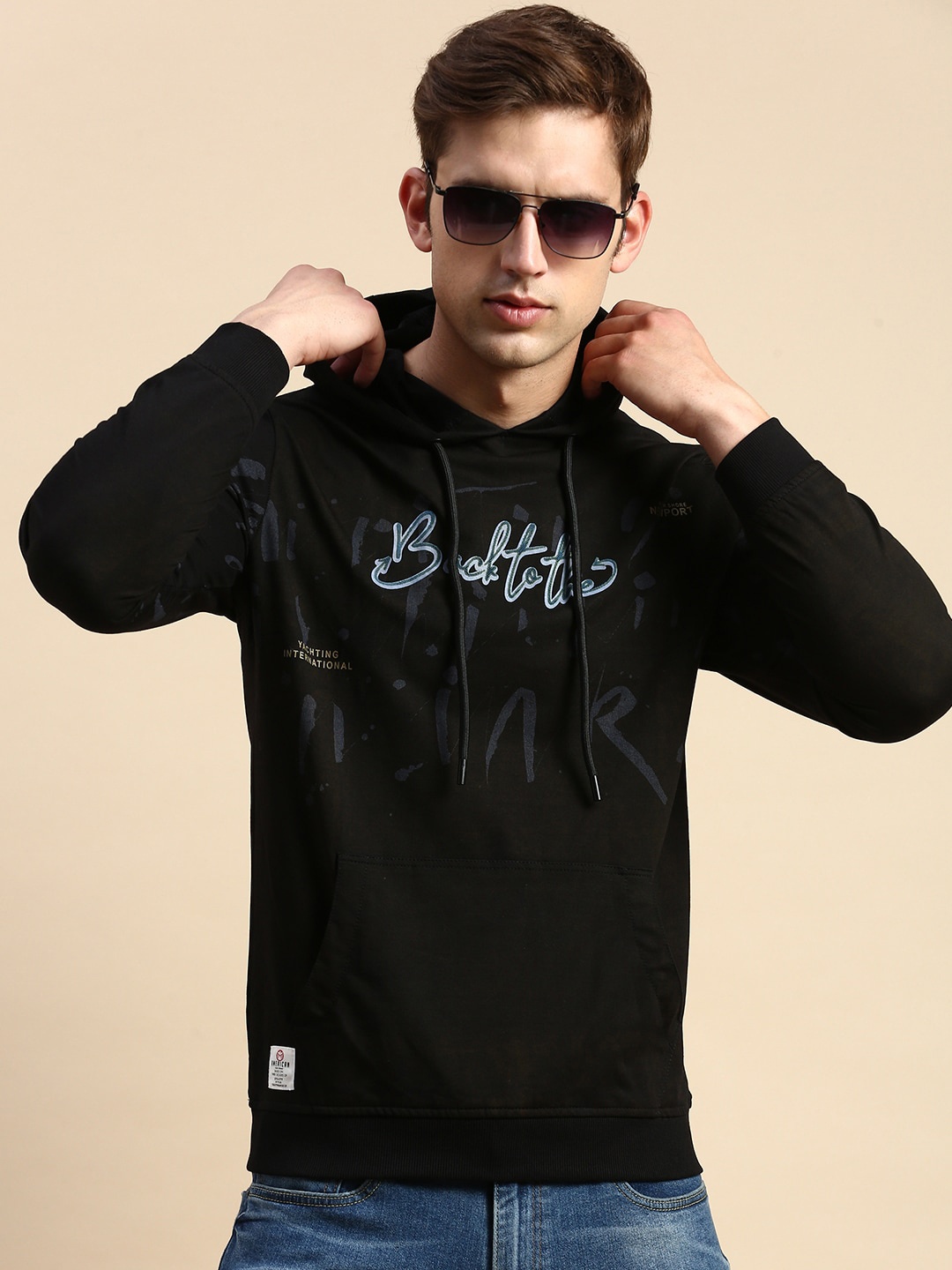 

SHOWOFF Typography Printed Cotton Sweatshirt, Black