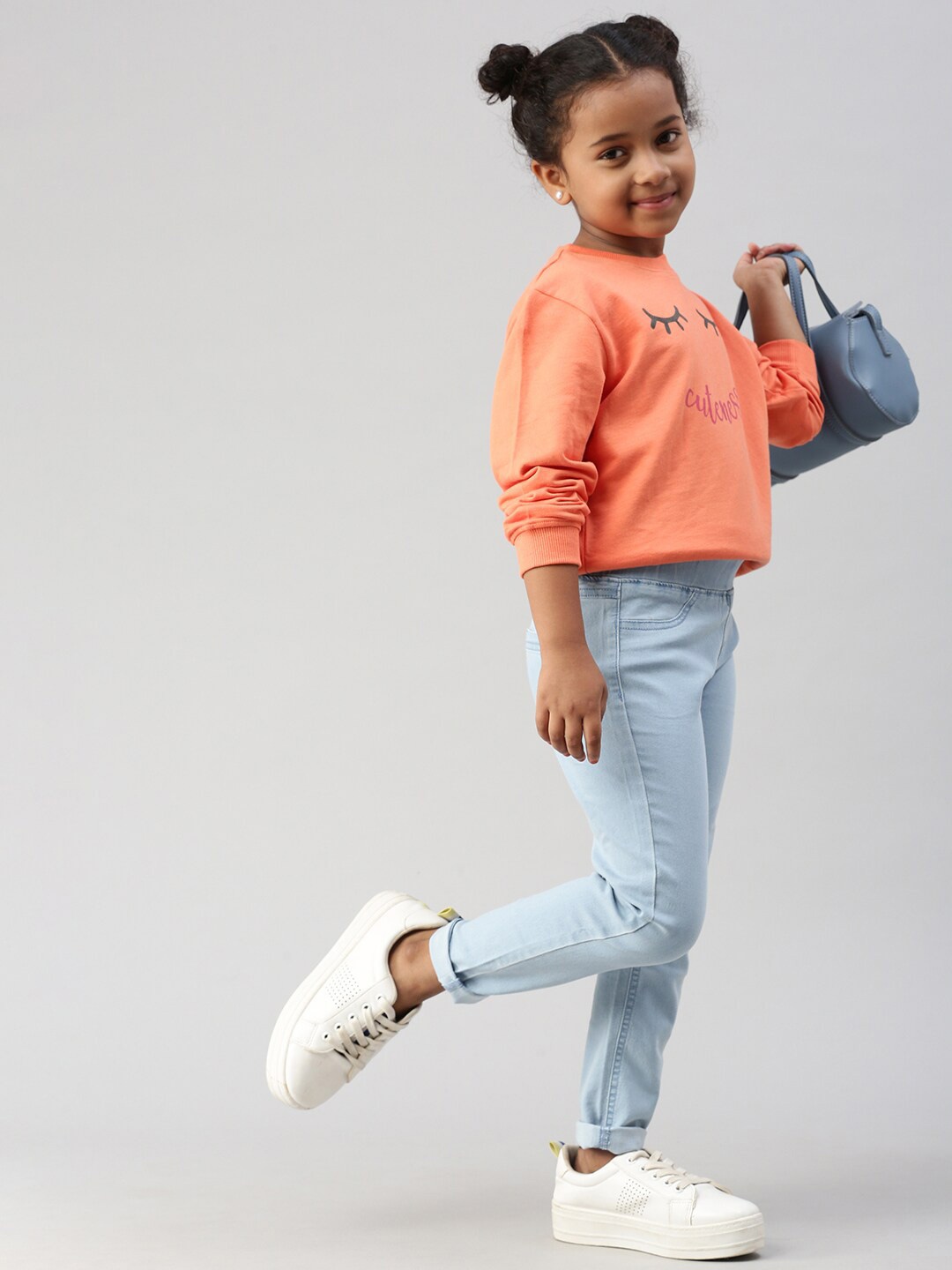 

PIPIN Girls Typography Printed Cotton Sweatshirt, Peach