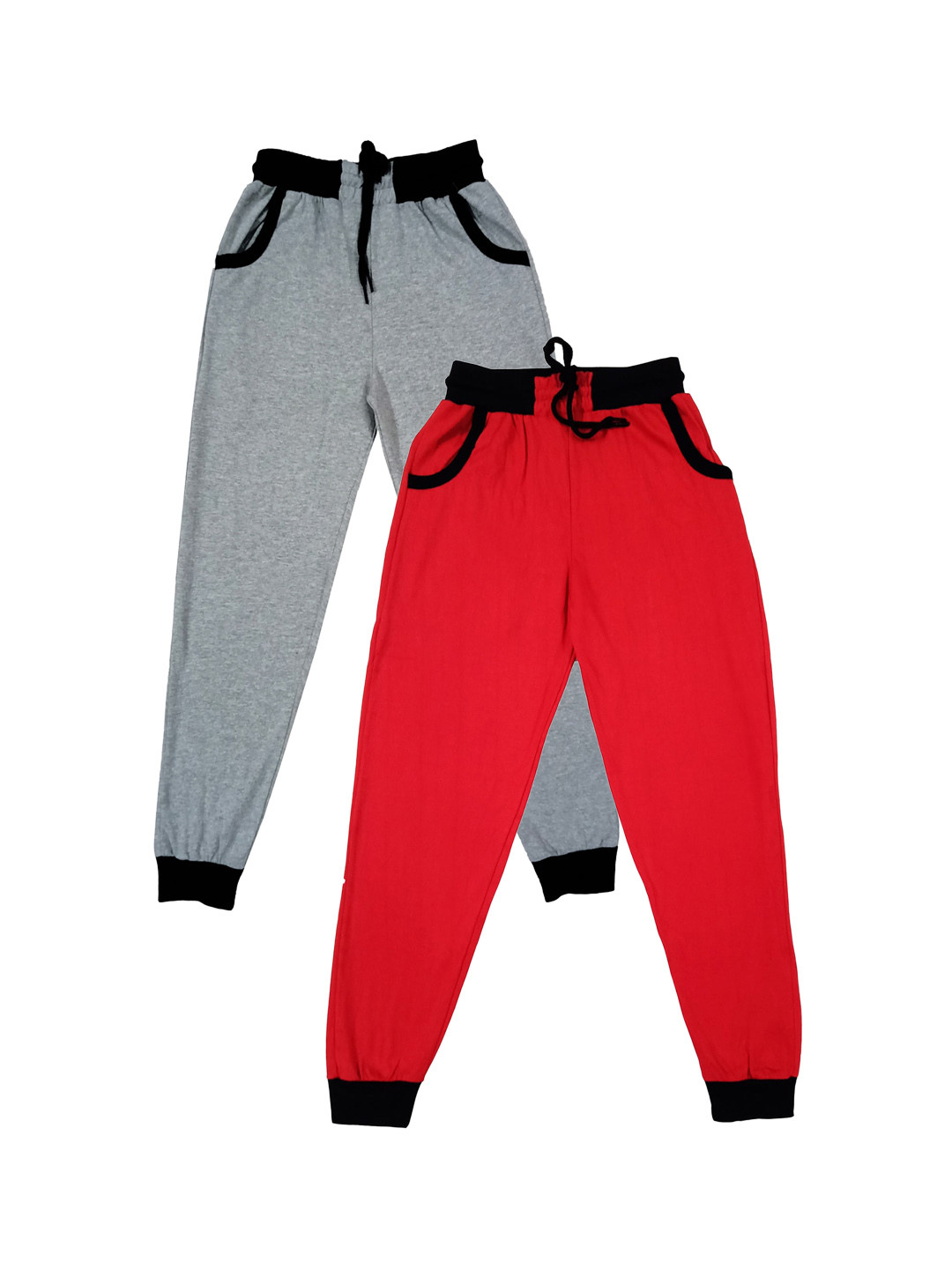 

IndiWeaves Boys Pack Of 2 Mid-Rise Pure Cotton Joggers, Red