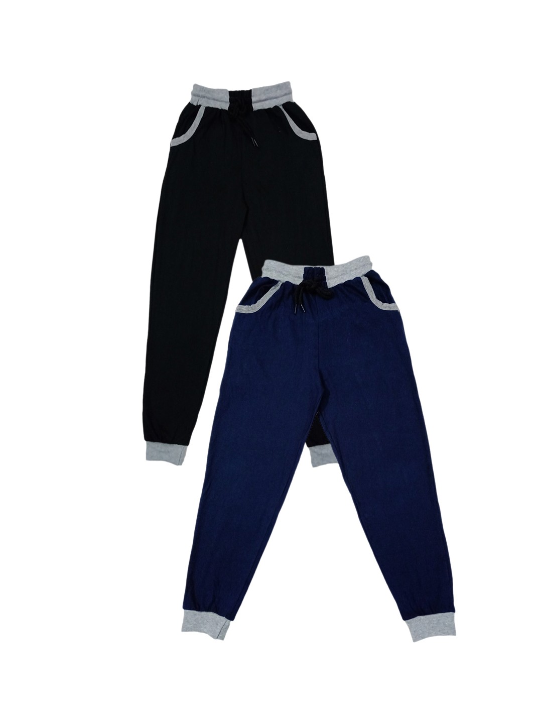 

IndiWeaves Boys Pack Of 2 Mid-Rise Pure Cotton Joggers, Black