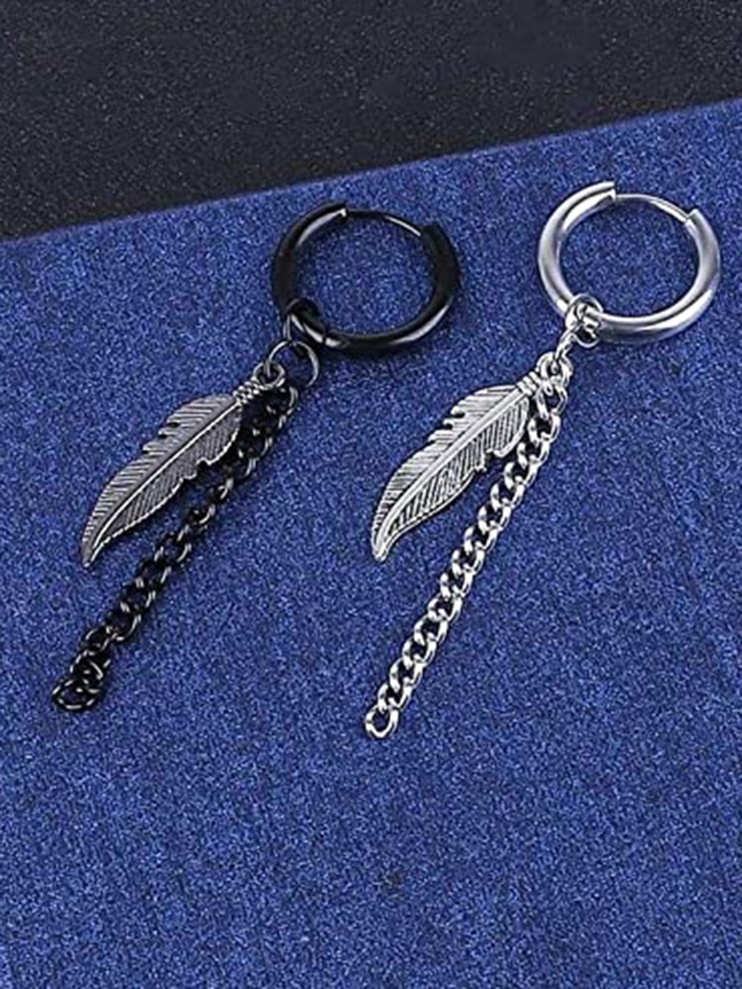 

VIEN Feather Shaped Drop Earrings, Silver