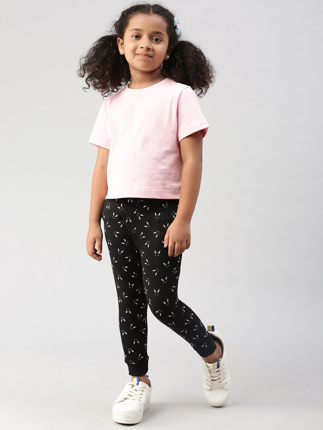 

PIPIN Girls Graphic Printed Round Neck Cotton T-shirt, Pink