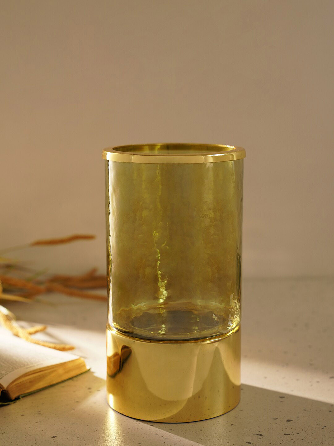 

Pure Home and Living Green Hammered Glass Votive Candle Holder