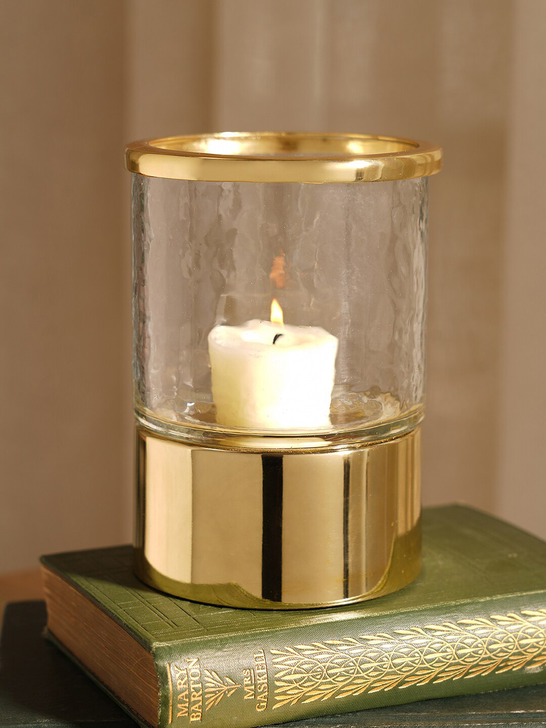 

Pure Home and Living Gold-Toned Hammered Glass Votive With Base