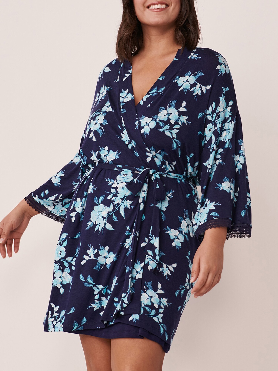 

La Vie en Rose Women Floral Printed Robe, Blue