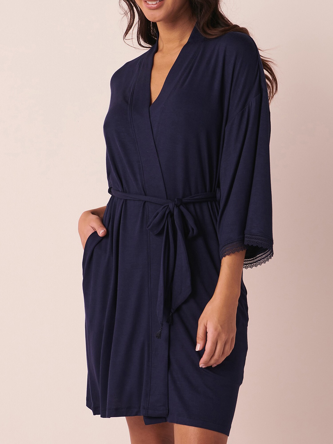 

La Vie en Rose Women Shawl Collar Robe, Blue