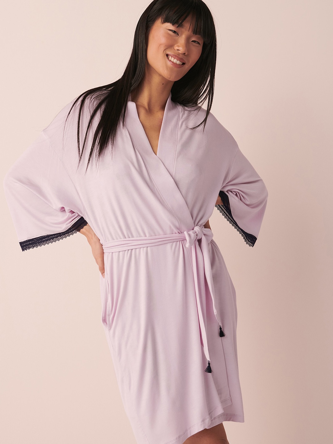 

La Vie en Rose Women Shawl Collar Robe, Purple