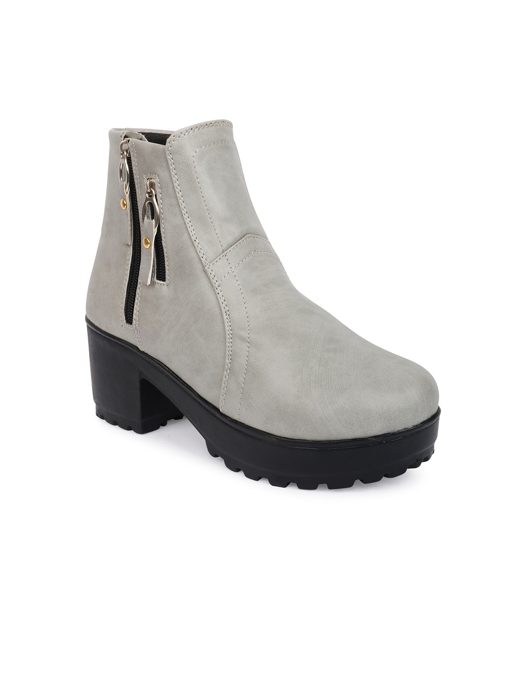 

OPHELIA Women Mid Top Platform Heel Regular Boots, Grey