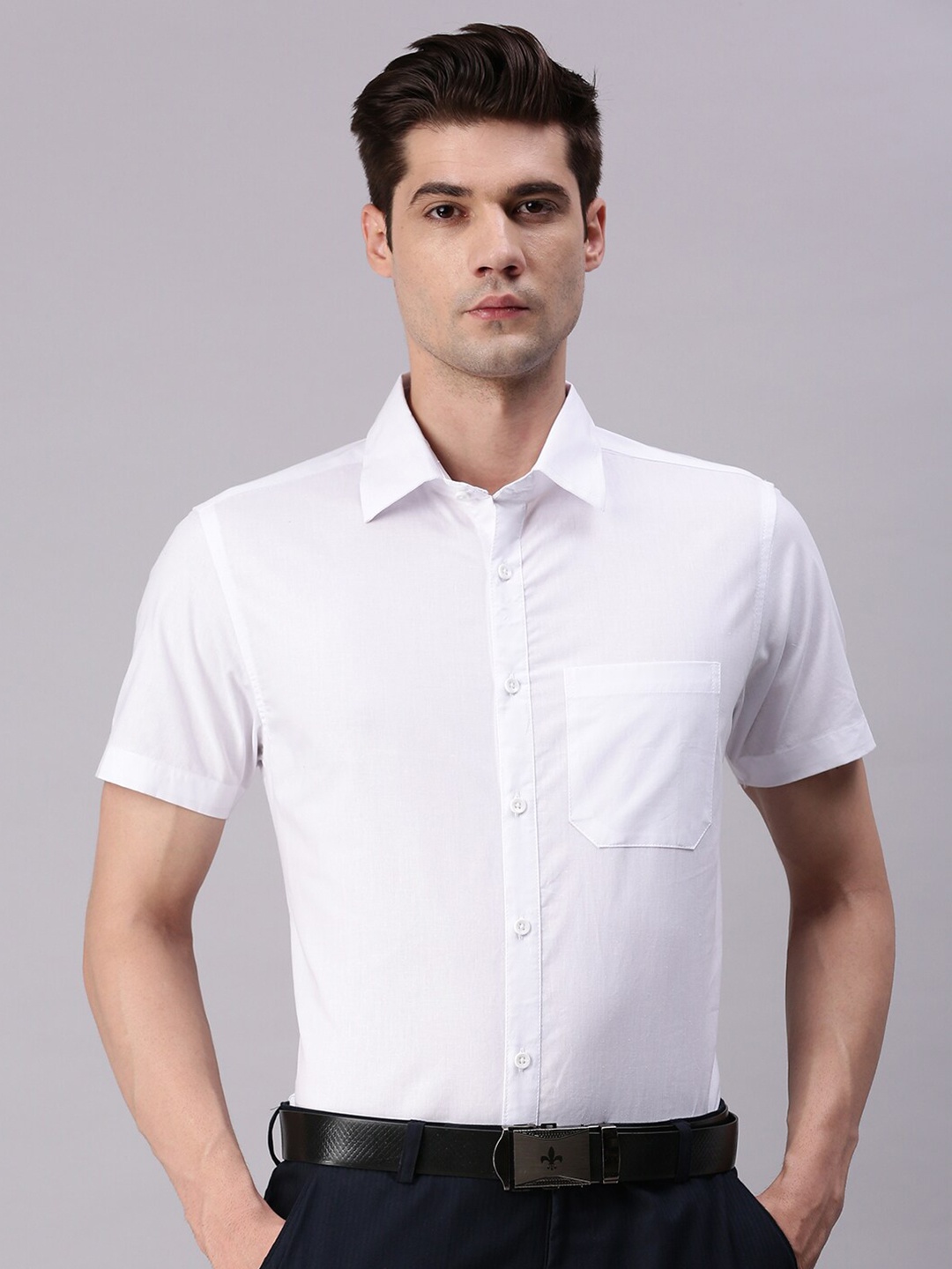 

Kryptic Regular Fit Half Sleeve Opaque Cotton Casual Shirt, White