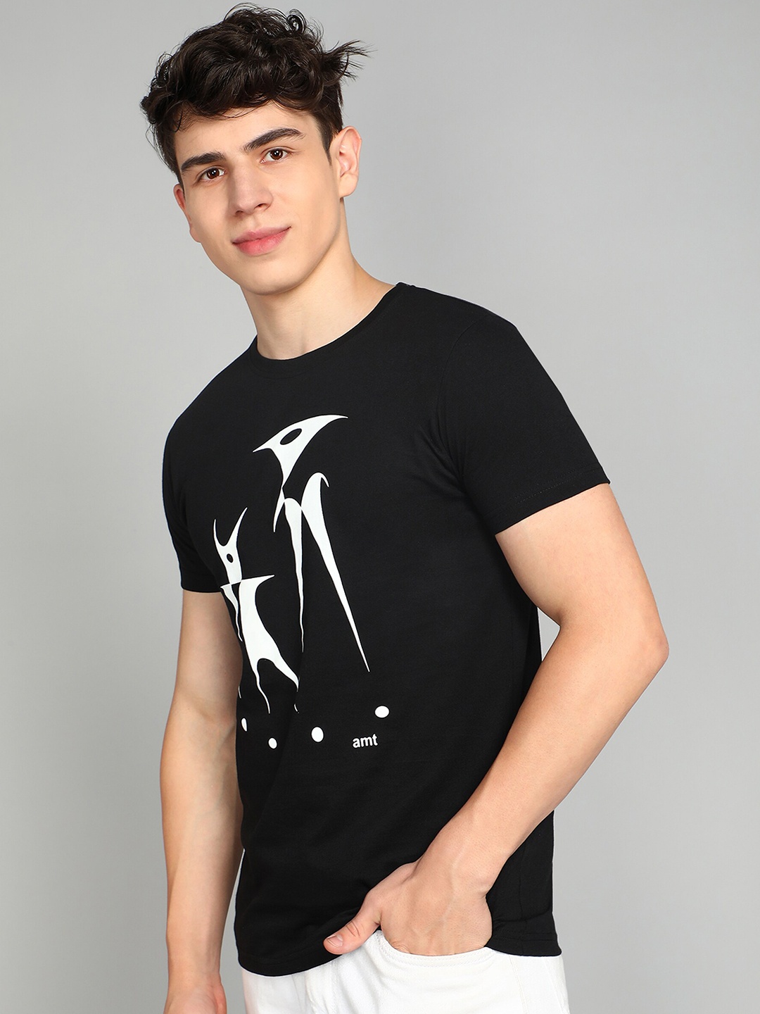 

Luke & Lilly Graphic Printed Cotton Casual T-shirt, Black