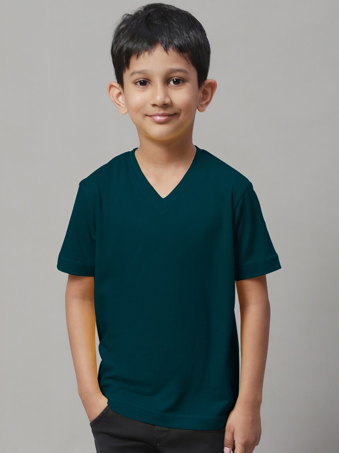 

Friskers Boys V-Neck Drop Shoulder Slim Fit T-shirt, Teal