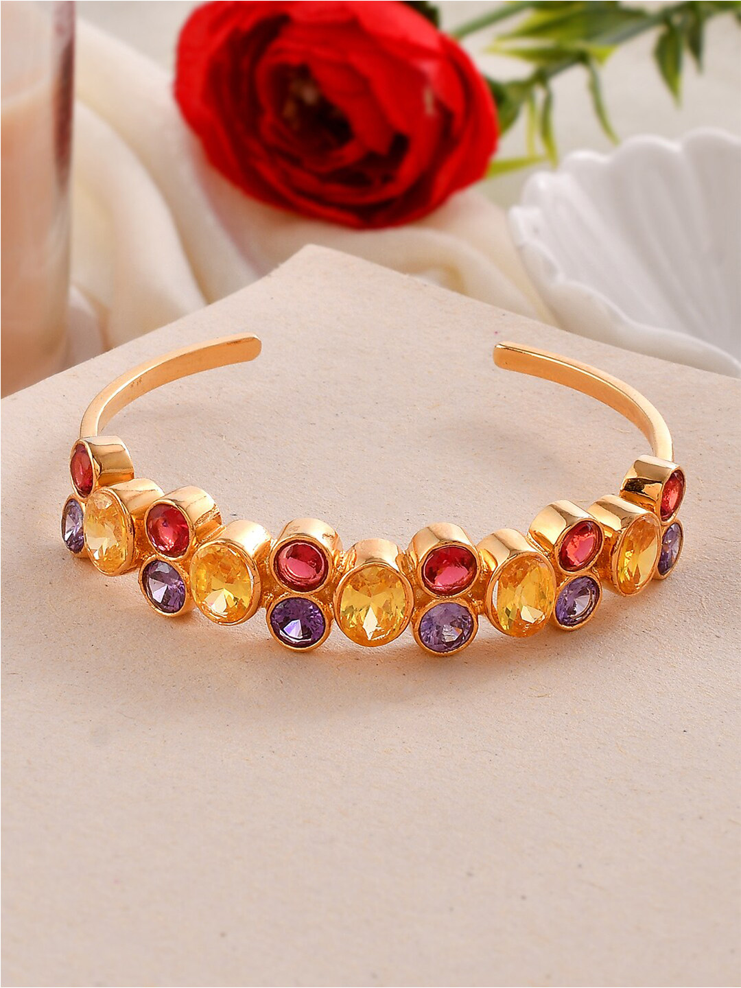 

Voylla Women Gold-Plated Cubic Zirconia Cuff Bracelet