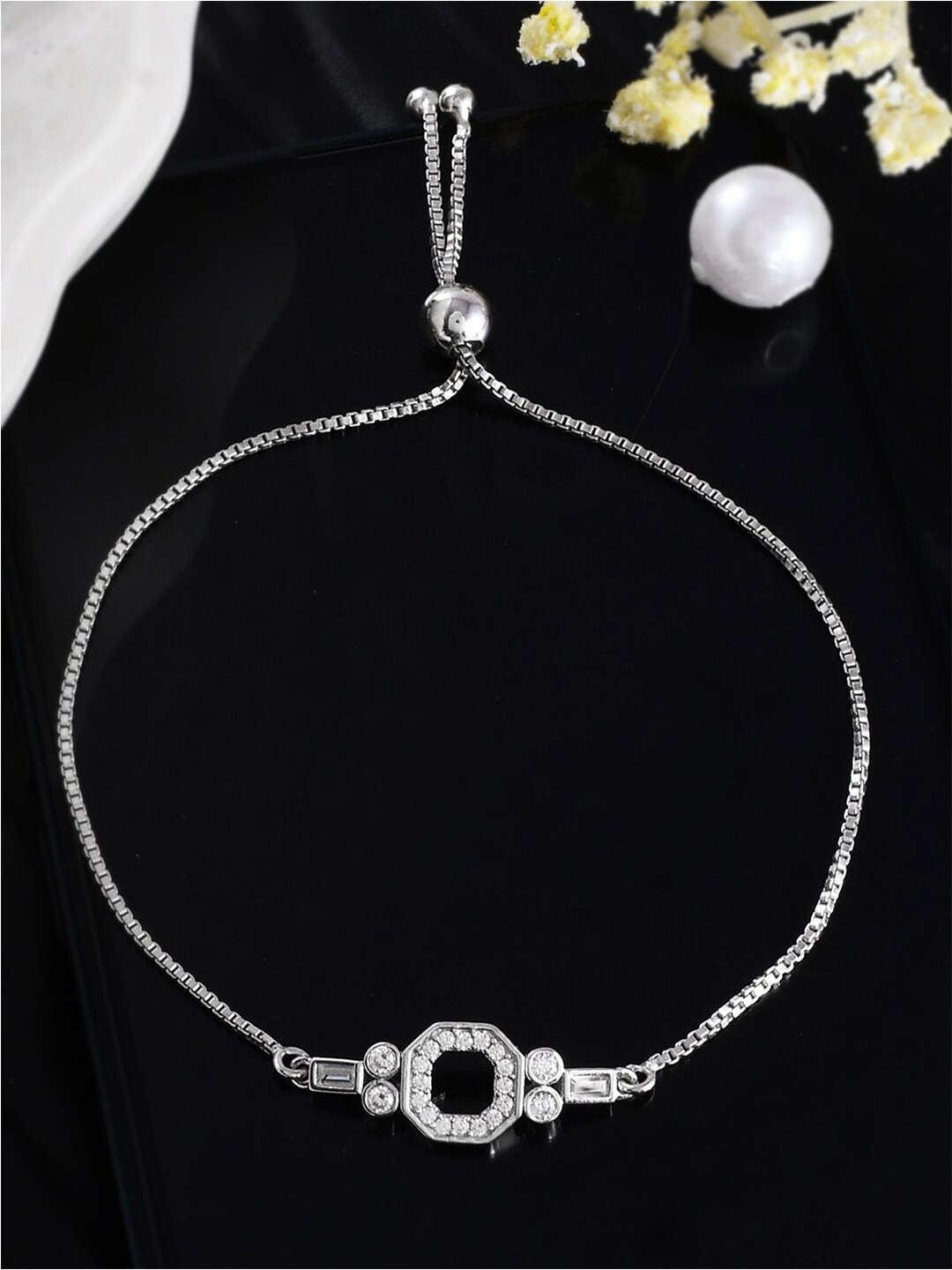

Voylla Women Sterling Silver Cubic Zirconia Link Bracelet
