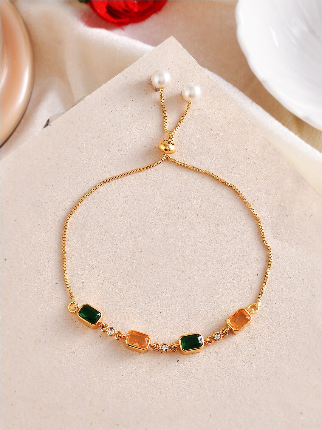 

Voylla Women Gold-Plated Cubic Zirconia Link Bracelet