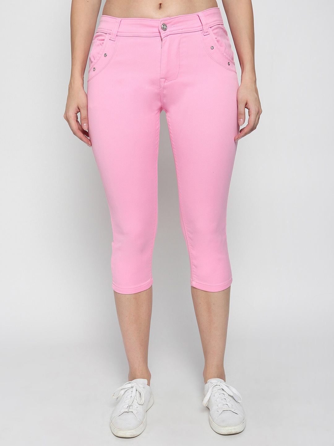 

BAESD Women Slim Fit Cotton Capris, Pink
