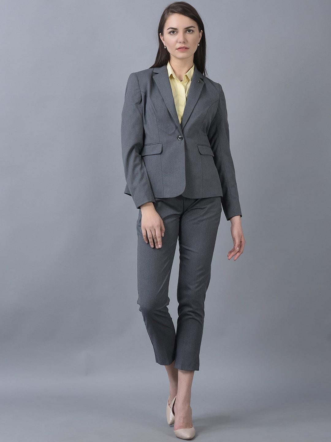 

CANOE Single-Breasted Notched Lapel Collar Formal Blazers, Grey
