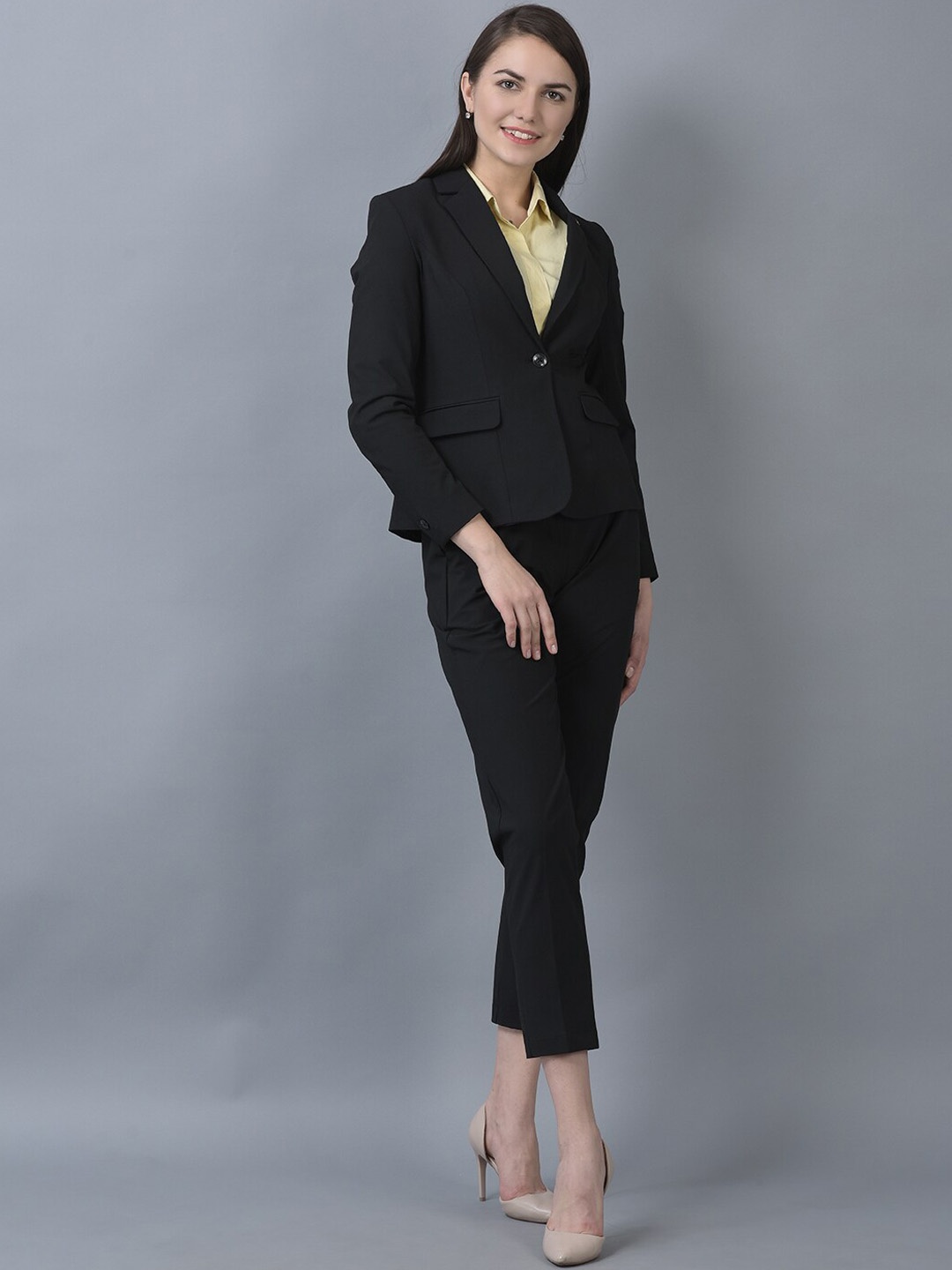 

CANOE Single-Breasted Notched Lapel Collar Formal Blazers, Black