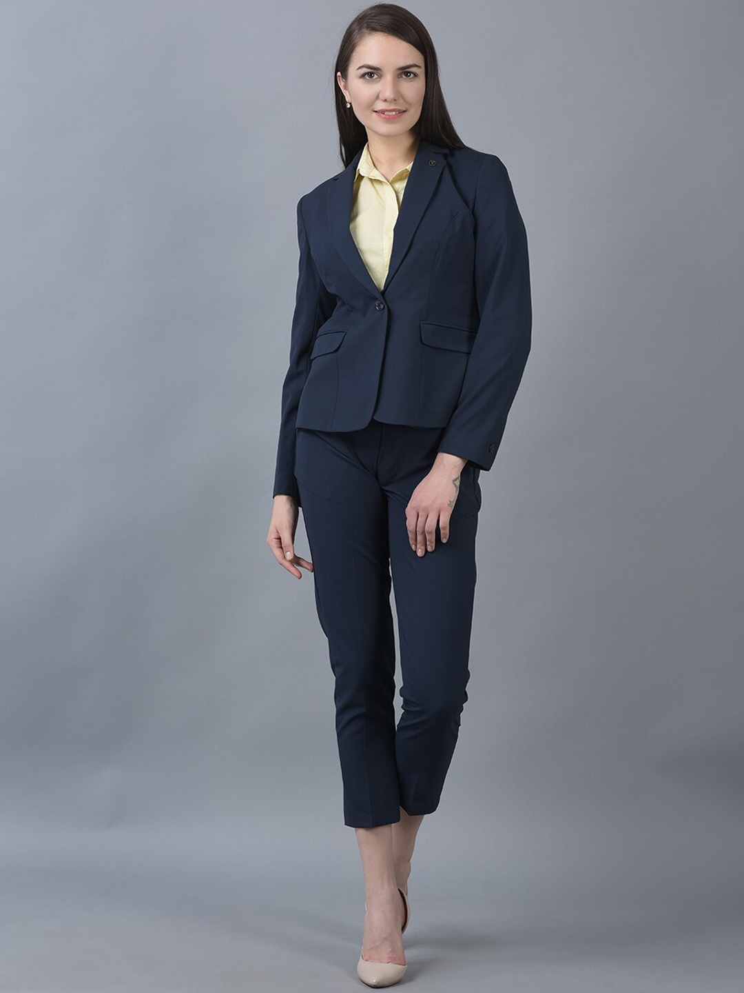 

CANOE Single-Breasted Notched Lapel Collar Formal Blazers, Navy blue